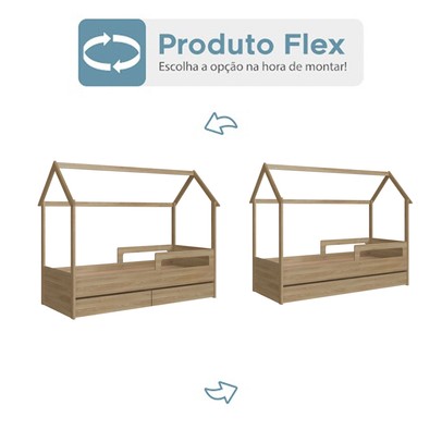 Cama Infantil Montessoriana 2 Gavetas Aveiro Oak - Completa Móveis