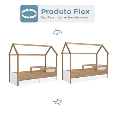 Cama Infantil Montessoriana 2 Gavetas Branco/Aveiro - Completa Móveis