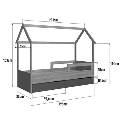 Cama Infantil Montessoriana 2 Gavetas Branco/Azul Secreto - Completa Móveis