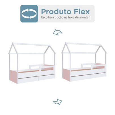 Cama Infantil Montessoriana 2 Gavetas Branco/Rosa - Completa Móveis