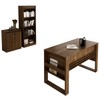 Conjunto Home Office 3 Peças 1 Mesa com Chave, 1 Estante para Livros e 1 Armário para Escritório Stanford 1 Marrom - Pnr Móveis