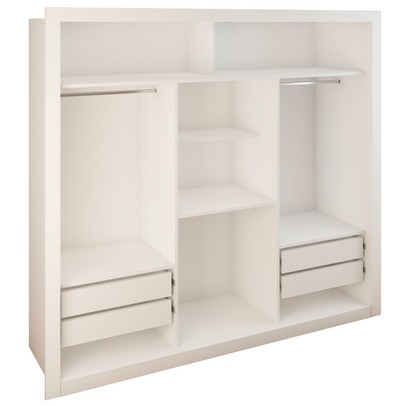 Guarda-Roupa Casal Luiza 3 Portas de Correr 4 Gavetas Espelhado Branco - Panorama Móveis