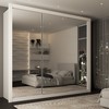 Guarda-Roupa Casal Luiza 3 Portas de Correr 4 Gavetas Espelhado Branco - Panorama Móveis