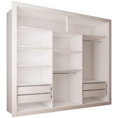 Guarda-Roupa Casal Olivia 3 Portas de Correr 4 Gavetas Espelhado Branco - Panorama Móveis