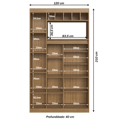 Armário de Cozinha 3 Portas Naturalle/Cristalo Mu500 - Decibal