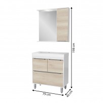 Armário de Banheiro Paris 3 Portas 1 Gaveta Branco/Legno Crema - Ozini Móveis