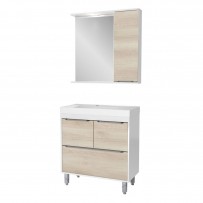 Armário de Banheiro Paris 3 Portas 1 Gaveta Branco/Legno Crema - Ozini Móveis