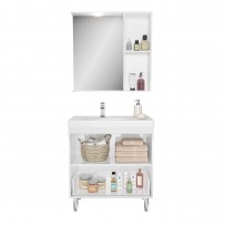 Armário de Banheiro Paris 3 Portas 1 Gaveta Branco/Legno Crema - Ozini Móveis