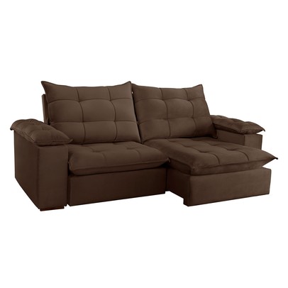 Sofá 4 Lugares Retrátil e Reclinável Espanha 250cm Marrom - Celflex
