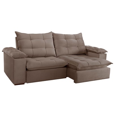 Sofá 4 Lugares Retrátil e Reclinável Espanha 250cm Bege Escuro - Celflex