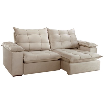 Sofá 4 Lugares Retrátil e Reclinável Espanha 250cm Bege Claro - Celflex