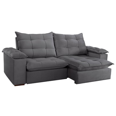 Sofá 4 Lugares Retrátil e Reclinável Espanha 250cm Cinza - Celflex