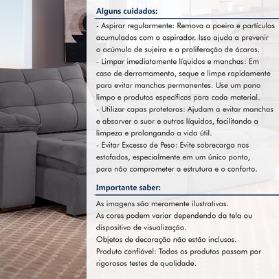 Sofá 4 Lugares Retrátil e Reclinável Espanha 250cm Cinza - Celflex