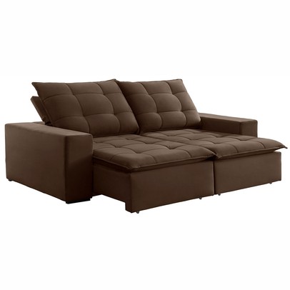 Sofá 4 Lugares Paris Retrátil e Reclinável Super Pilow 230cm Marrom - Celflex