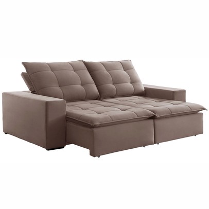 Sofá 4 Lugares Paris Retrátil e Reclinável Super Pilow 230cm Bege Escuro - Celflex