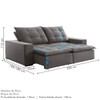 Sofá 4 Lugares Paris Retrátil e Reclinável Super Pilow 230cm Cinza - Celflex