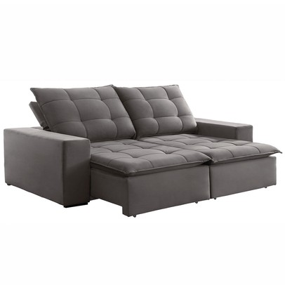 Sofá 4 Lugares Paris Retrátil e Reclinável Super Pilow 230cm Cinza - Celflex