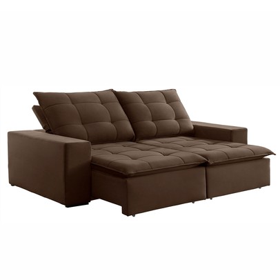 Sofá 4 Lugares Paris Retrátil e Reclinável Super Pilow 250cm Marrom - Celflex