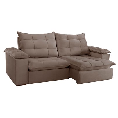 Sofá 5 Lugares Espanha Retrátil e Reclinável 290cm Bege Escuro - Celflex