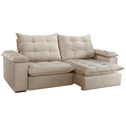 Sofá 5 Lugares Espanha Retrátil e Reclinável 290cm Bege Claro - Celflex