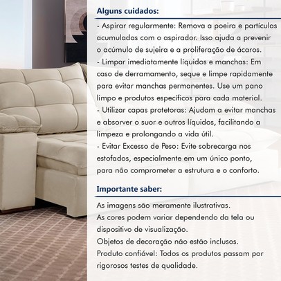 Sofá 5 Lugares Espanha Retrátil e Reclinável 290cm Bege Claro - Celflex