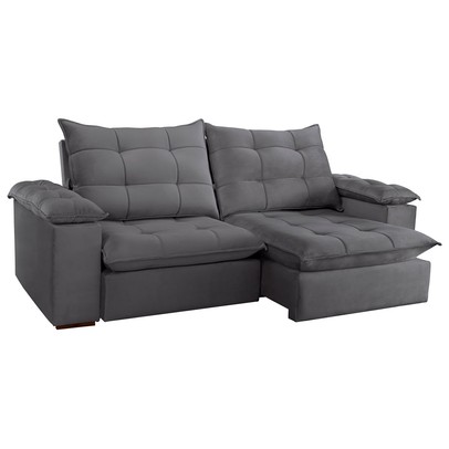 Sofá 5 Lugares Espanha Retrátil e Reclinável 290cm Cinza - Celflex
