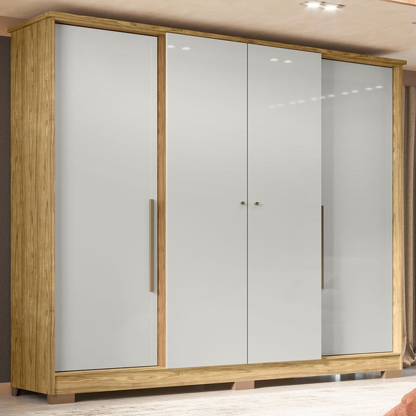 Guarda-Roupa Solteiro Mônaco 4 Portas 2 Gavetas Marrocos/Off White - Mx Móveis