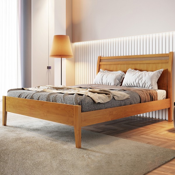 Cama de Casal Esmeralda 140cm Amêndoa Mel - Josandro