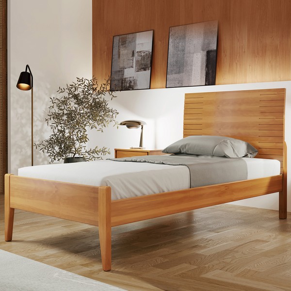 Cama de Solteiro Amazone 90cm Amêndoa Mel - Josandro
