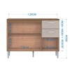Balcão de Cozinha 3 Portas 2 Gavetas Castanho/Off White 507 - Poquema