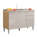 Balcão de Cozinha para Pia 3 Portas 2 Gavetas Damasco/Off White 508 - Poquema