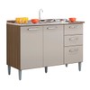 Balcão de Cozinha para Pia 3 Portas 2 Gavetas Castanho/Off White 508 - Poquema