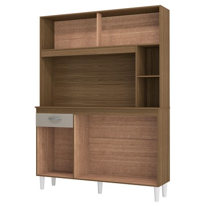 Cozinha Compacta Duda 5 Portas 1 Gaveta Castanho/Off White - Poquema