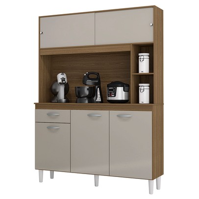 Cozinha Compacta Duda 5 Portas 1 Gaveta Castanho/Off White - Poquema