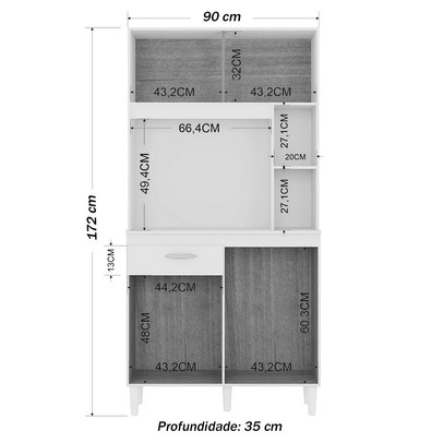 Cozinha Compacta Duda 4 Portas 1 Gaveta Branco/Preto - Poquema