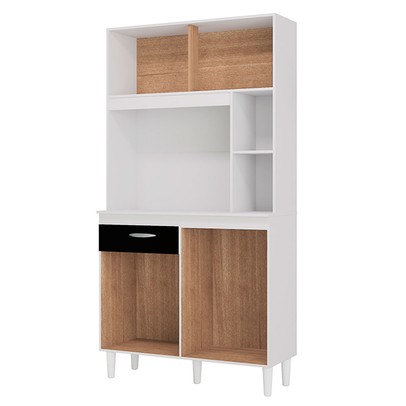 Cozinha Compacta Duda 4 Portas 1 Gaveta Branco/Preto - Poquema