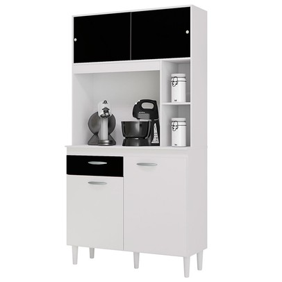 Cozinha Compacta Duda 4 Portas 1 Gaveta Branco/Preto - Poquema