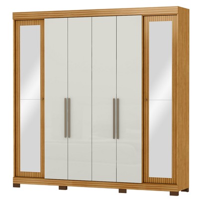 Guarda-Roupa Casal Bogotá 6 Portas com Espelho Marrocos/Off White - Mx Móveis