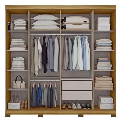 Guarda-Roupa Casal Bogotá 6 Portas com Espelho Marrocos/Off White - Mx Móveis