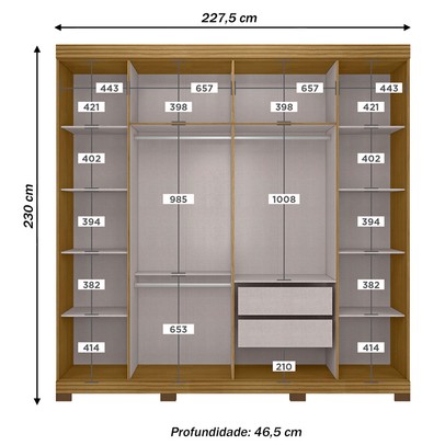 Guarda-Roupa Casal Bogotá 6 Portas com Espelho Marrocos/Off White - Mx Móveis