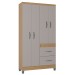 Guarda-Roupa Solteiro Milão 4 Portas 2 Gavetas Damasco/Off White - Poquema