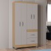 Guarda-Roupa Solteiro Milão 4 Portas 2 Gavetas Damasco/Off White - Poquema