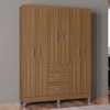 Guarda-Roupa Solteiro Milão 6 Portas 2 Gavetas Castanho - Poquema