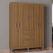 Guarda-Roupa Solteiro Milão 6 Portas 2 Gavetas Castanho - Poquema
