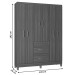 Guarda-Roupa Solteiro Milão 6 Portas 2 Gavetas Castanho - Poquema