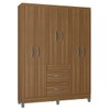 Guarda-Roupa Solteiro Milão 6 Portas 2 Gavetas Castanho - Poquema