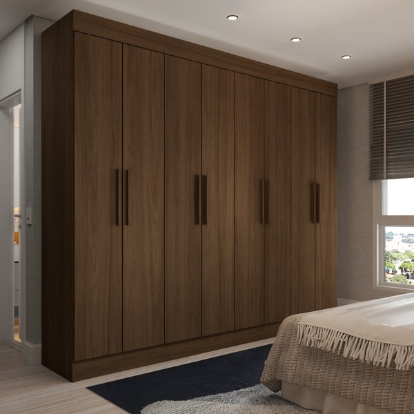 Guarda-Roupa Casal Castlewood 8 Portas 4 Gavetas Castanho Hp - Panorama Móveis
