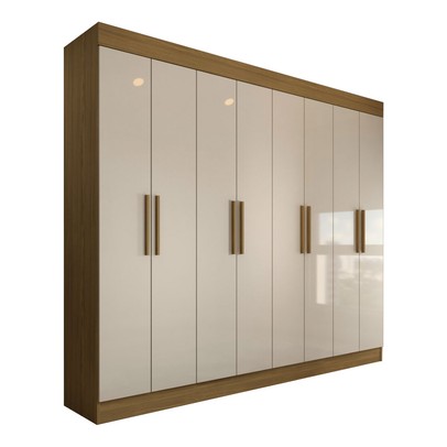 Guarda-Roupa Casal Castlewood 8 Portas 4 Gavetas Nature/Off White - Panorama Móveis