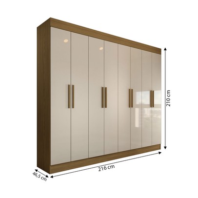 Guarda-Roupa Casal Castlewood 8 Portas 4 Gavetas Nature/Off White - Panorama Móveis