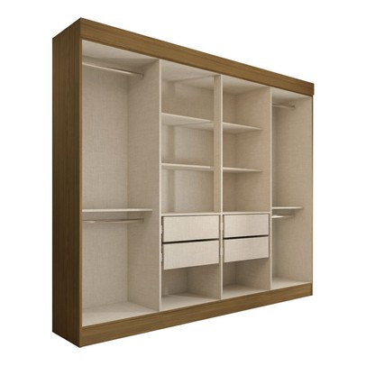 Guarda-Roupa Casal Castlewood 8 Portas 4 Gavetas Nature/Off White - Panorama Móveis